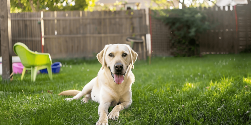 a labrador retriever in the backyard